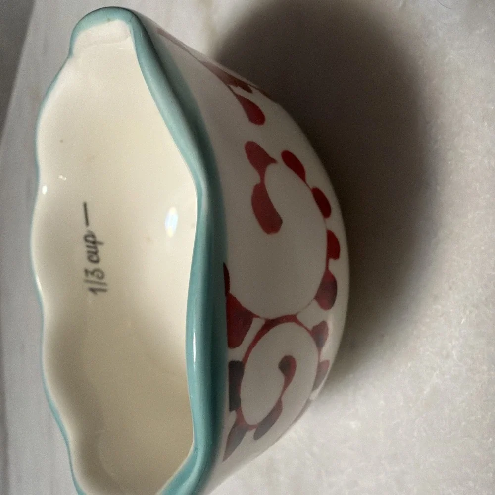 Pioneer Woman Ceramic Floral Country Set of Nesting Measuring Bowls & Spoons
